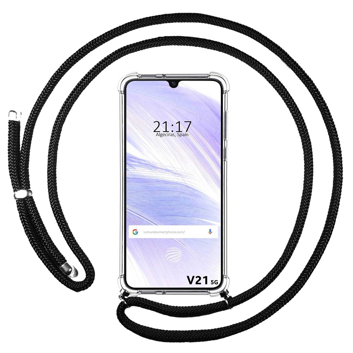 Funda Colgante Transparente para Vivo V21 5G con Cordon Negro