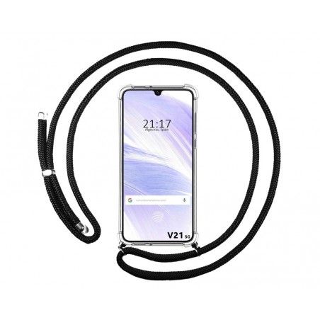 Funda Colgante Transparente para Vivo V21 5G con Cordon Negro