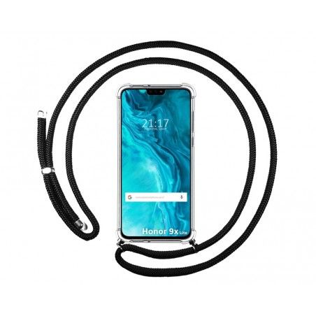 Funda Colgante Transparente para Huawei Honor 9X Lite con Cordon Negro