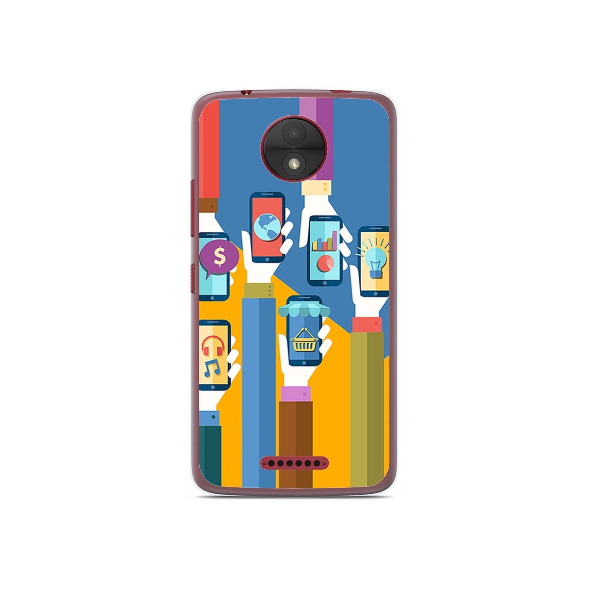 Funda Gel Tpu para Motorola Moto C Diseño Apps Dibujos