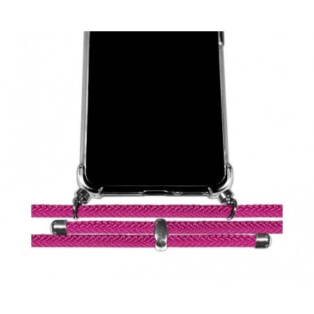 Funda Colgante Transparente para Huawei Honor 9X Lite con Cordon Rosa Fucsia