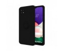 Funda Silicona Líquida Ultra Suave con Anillo para Samsung Galaxy A22 5G color Negra