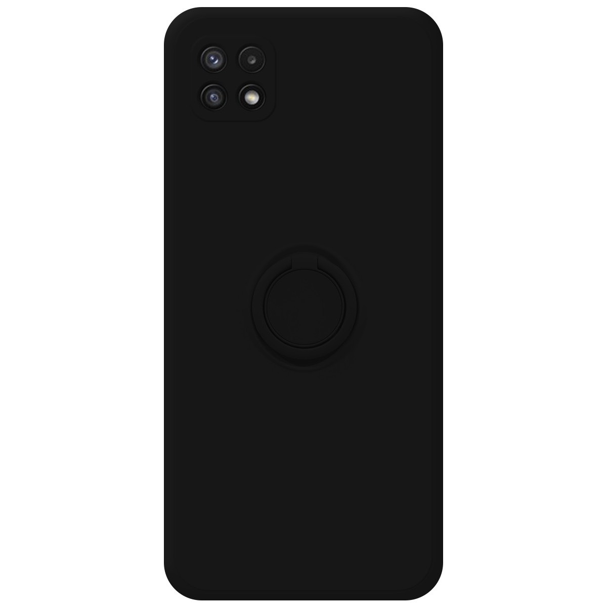 Funda Silicona Líquida Ultra Suave con Anillo para Samsung Galaxy A22 5G color Negra