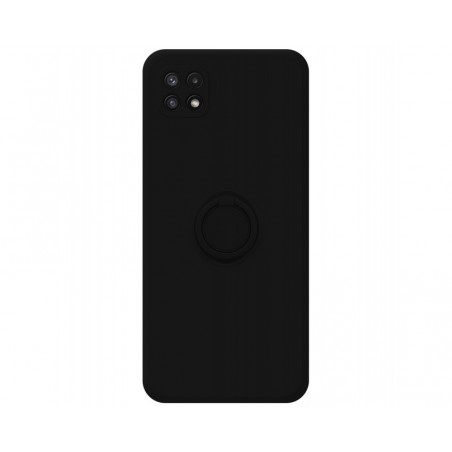 Funda Silicona Líquida Ultra Suave con Anillo para Samsung Galaxy A22 5G color Negra