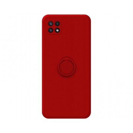 Funda Silicona Líquida Ultra Suave con Anillo para Samsung Galaxy A22 5G color Roja
