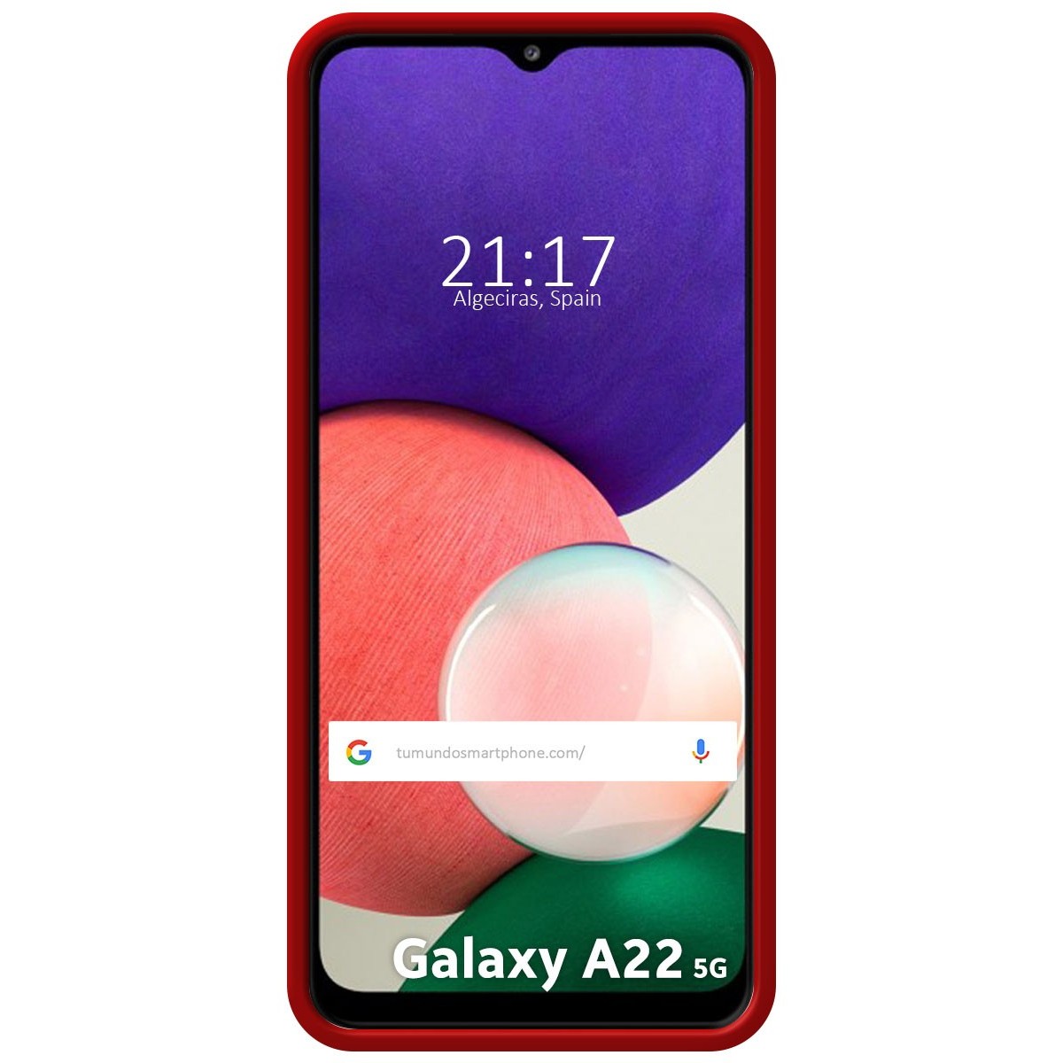 Funda Silicona Líquida Ultra Suave con Anillo para Samsung Galaxy A22 5G color Roja