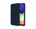Funda Silicona Líquida Ultra Suave con Anillo para Samsung Galaxy A22 4G / M22 color Azul