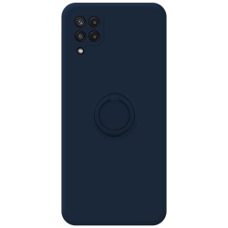 Funda Silicona Líquida Ultra Suave con Anillo para Samsung Galaxy A22 4G / M22 color Azul 2
