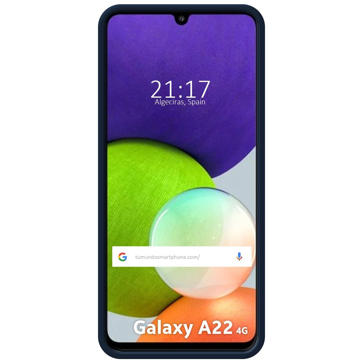 Funda Silicona Líquida Ultra Suave con Anillo para Samsung Galaxy A22 4G / M22 color Azul