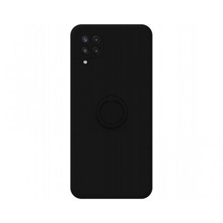 Funda Silicona Líquida Ultra Suave con Anillo para Samsung Galaxy A22 4G / M22 color Negra
