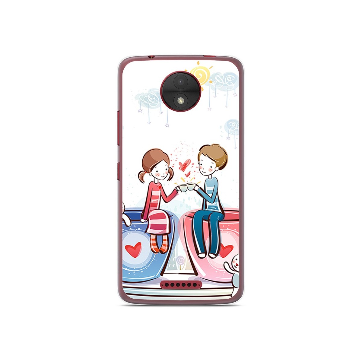 Funda Gel Tpu para Motorola Moto C Diseño Cafe Dibujos