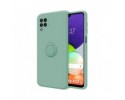 Funda Silicona Líquida Ultra Suave con Anillo para Samsung Galaxy A22 4G / M22 color Verde