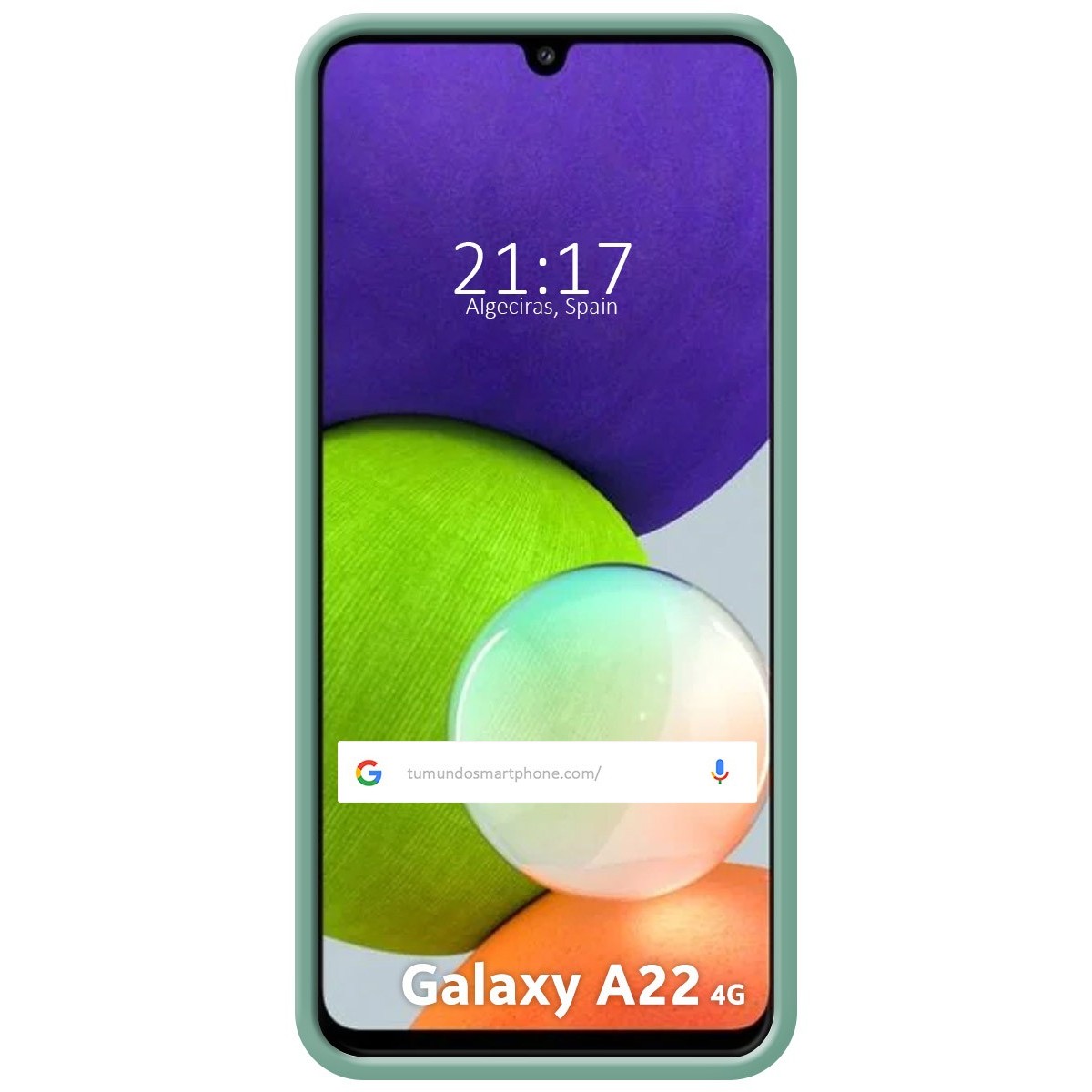 Funda Silicona Líquida Ultra Suave con Anillo para Samsung Galaxy A22 4G / M22 color Verde