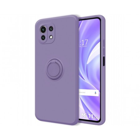Funda Silicona Líquida Ultra Suave con Anillo para Xiaomi Mi 11 Lite 4G / 5G / 5G NE color Morada