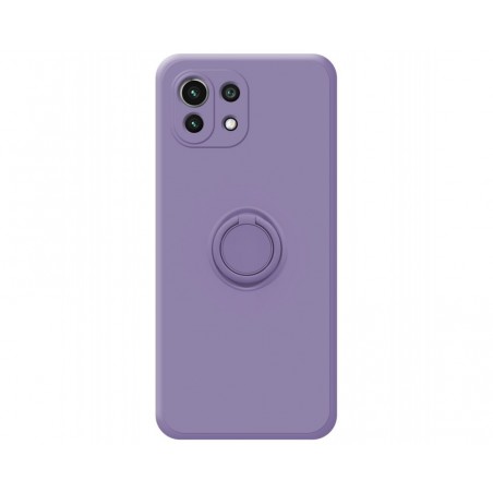 Funda Silicona Líquida Ultra Suave con Anillo para Xiaomi Mi 11 Lite 4G / 5G / 5G NE color Morada