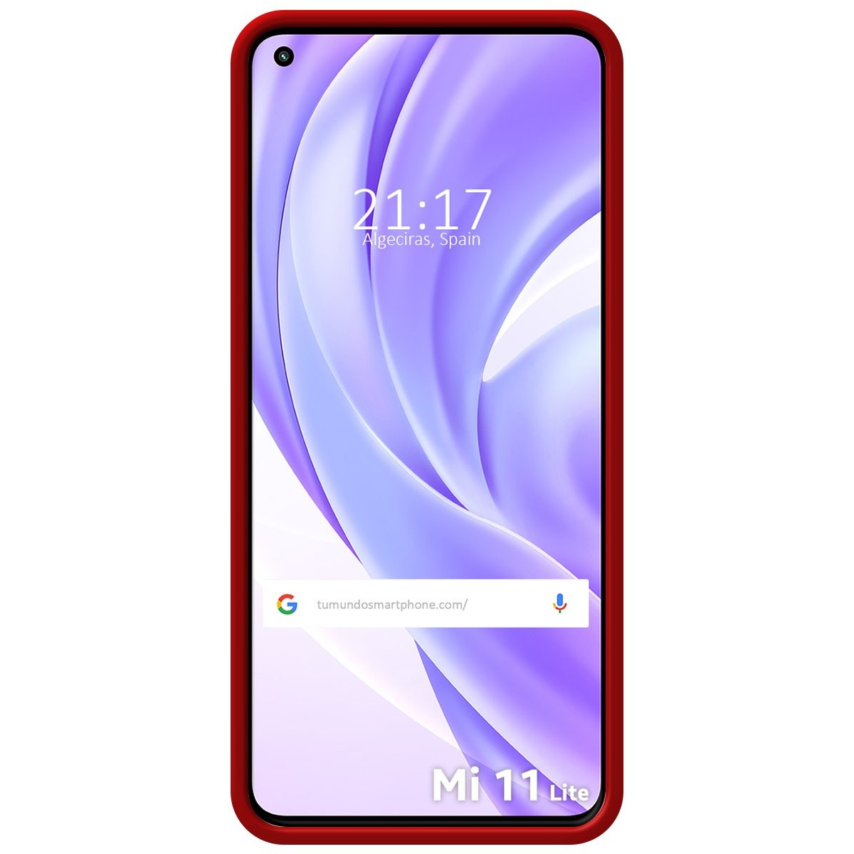Funda Silicona Líquida Ultra Suave con Anillo para Xiaomi Mi 11 Lite 4G / 5G / 5G NE color Roja