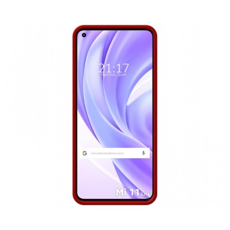 Funda Silicona Líquida Ultra Suave con Anillo para Xiaomi Mi 11 Lite 4G / 5G / 5G NE color Roja
