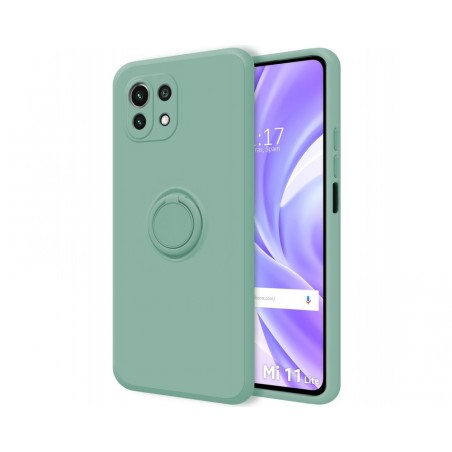 Funda Silicona Líquida Ultra Suave con Anillo para Xiaomi Mi 11 Lite 4G / 5G / 5G NE color Verde