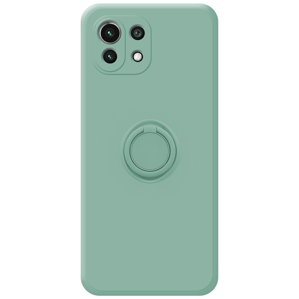 Funda Silicona Líquida Ultra Suave con Anillo para Xiaomi Mi 11 Lite 4G / 5G / 5G NE color Verde