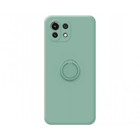 Funda Silicona Líquida Ultra Suave con Anillo para Xiaomi Mi 11 Lite 4G / 5G / 5G NE color Verde