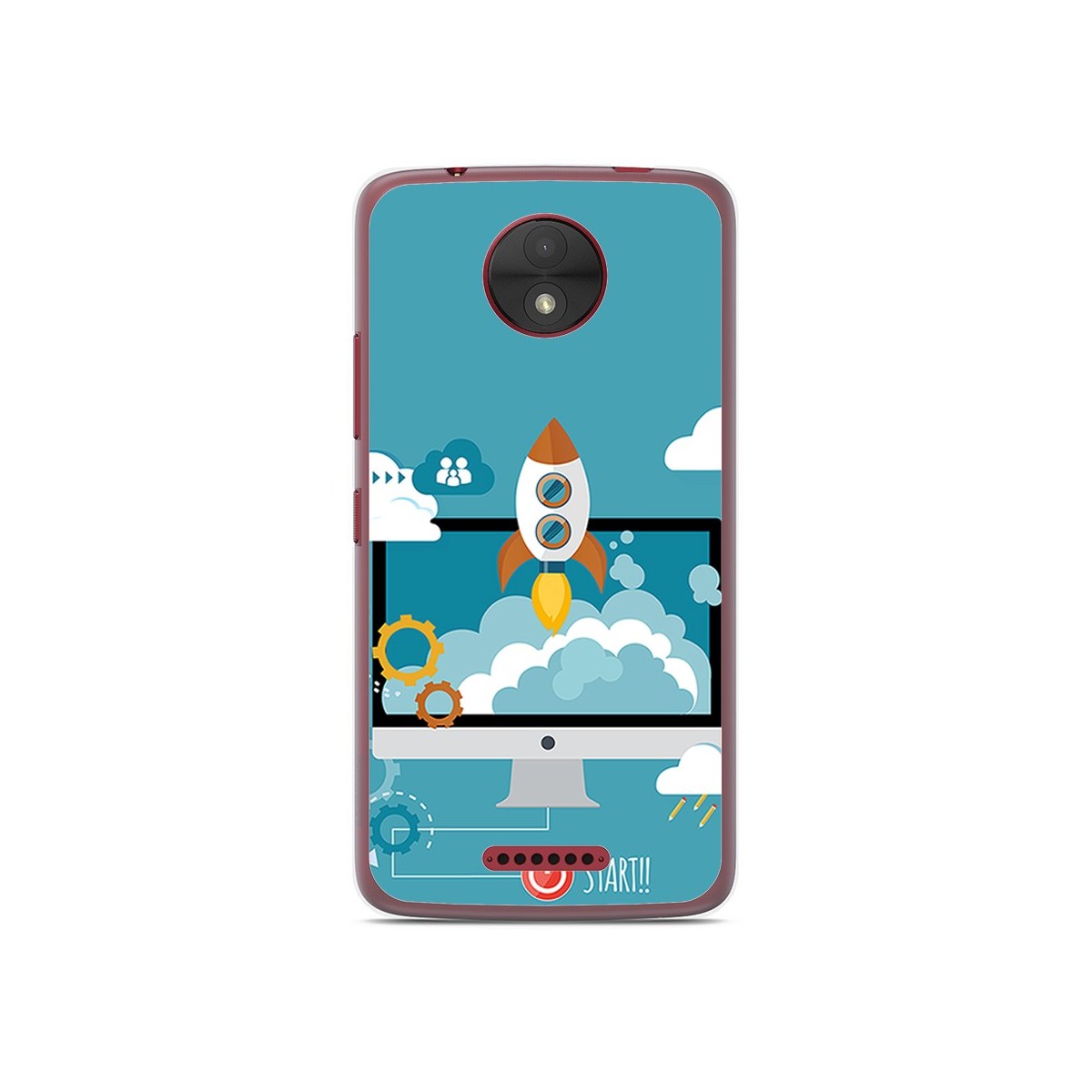 Funda Gel Tpu para Motorola Moto C Diseño Cohete Dibujos
