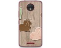 Funda Gel Tpu para Motorola Moto C Diseño Corazones Madera Dibujos
