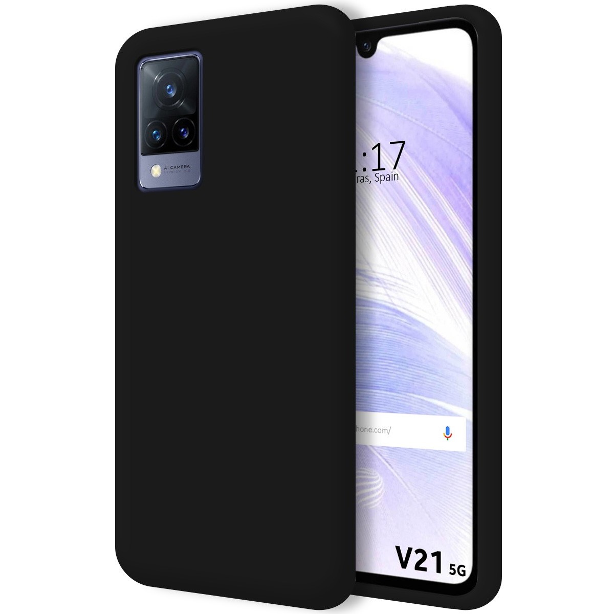Funda Silicona Líquida Ultra Suave para Vivo V21 5G color Negra
