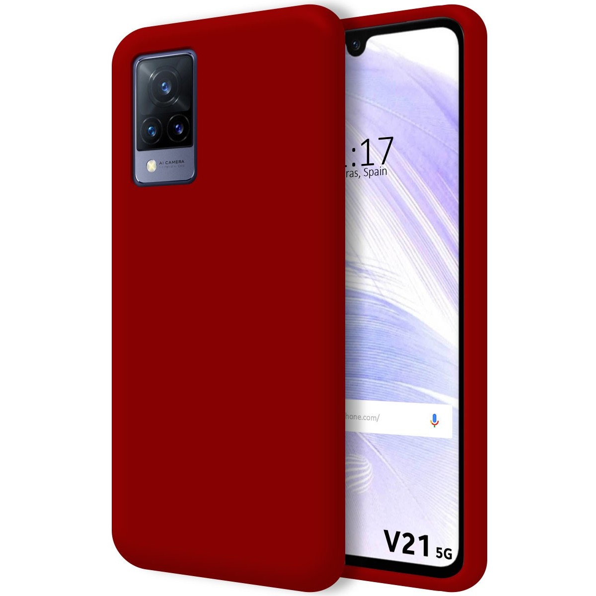 Funda Silicona Líquida Ultra Suave para Vivo V21 5G color Roja