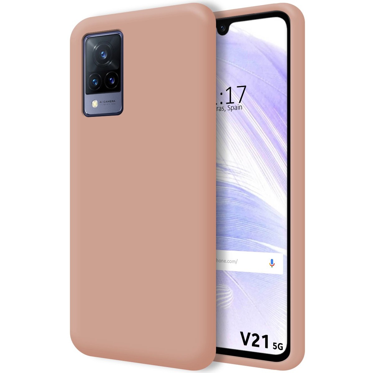 Funda Silicona Líquida Ultra Suave para Vivo V21 5G color Rosa