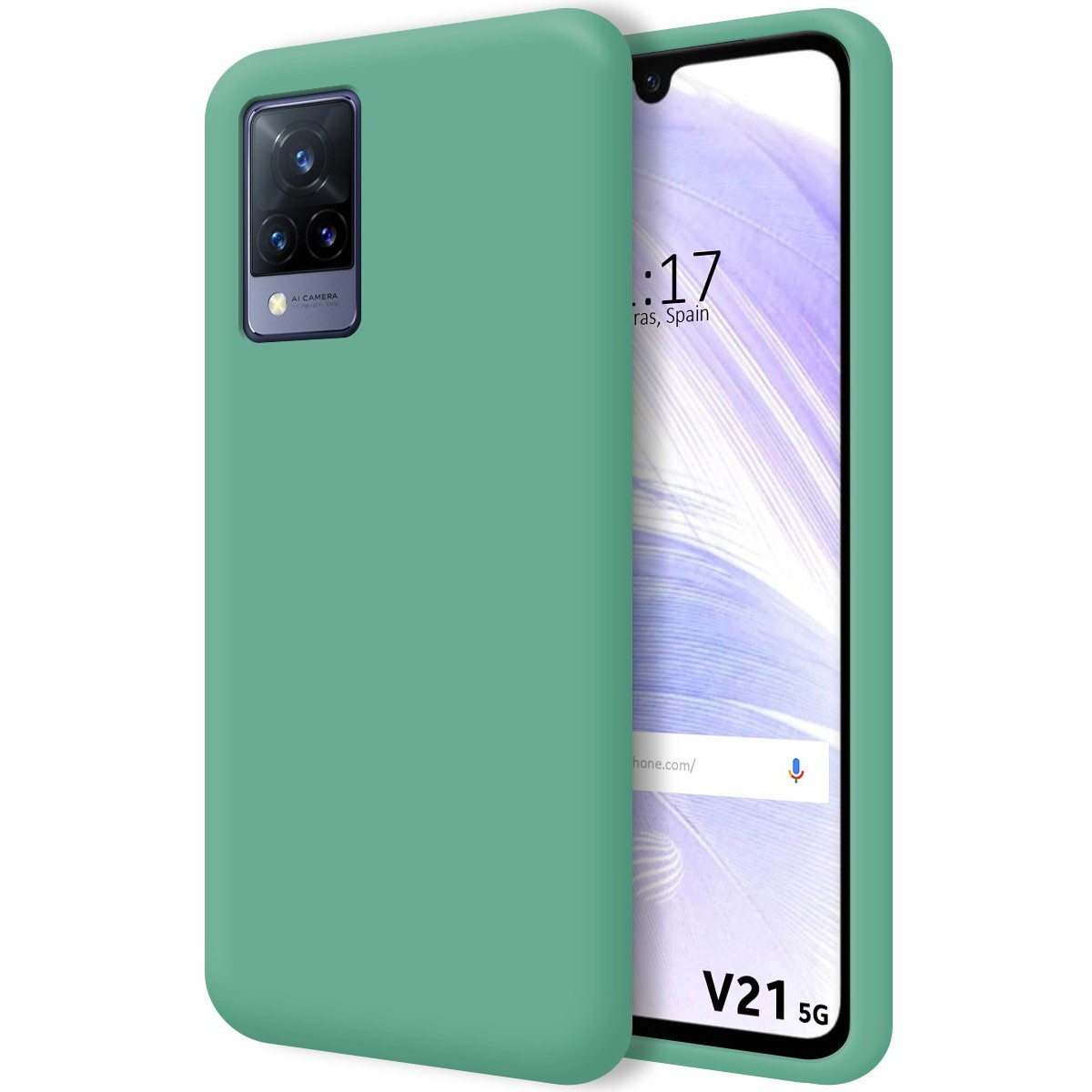 Funda Silicona Líquida Ultra Suave para Vivo V21 5G color Verde