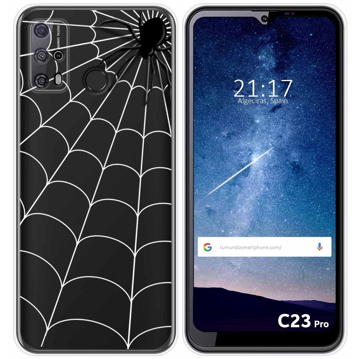 Funda Silicona Transparente para Oukitel C23 Pro diseño Araña Dibujos