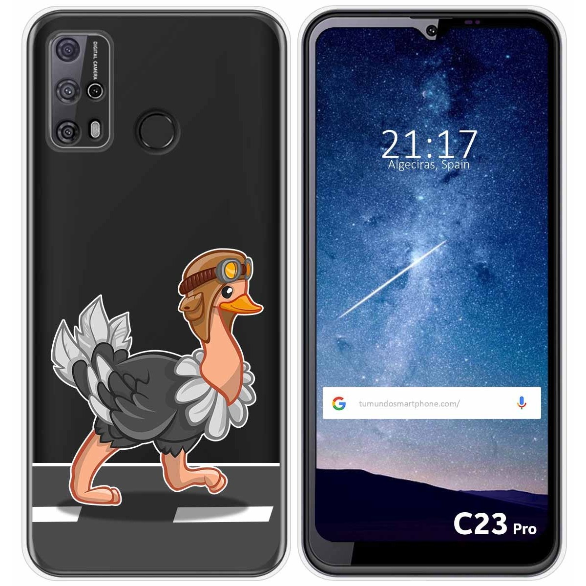 Funda Silicona Transparente para Oukitel C23 Pro diseño Avestruz Dibujos
