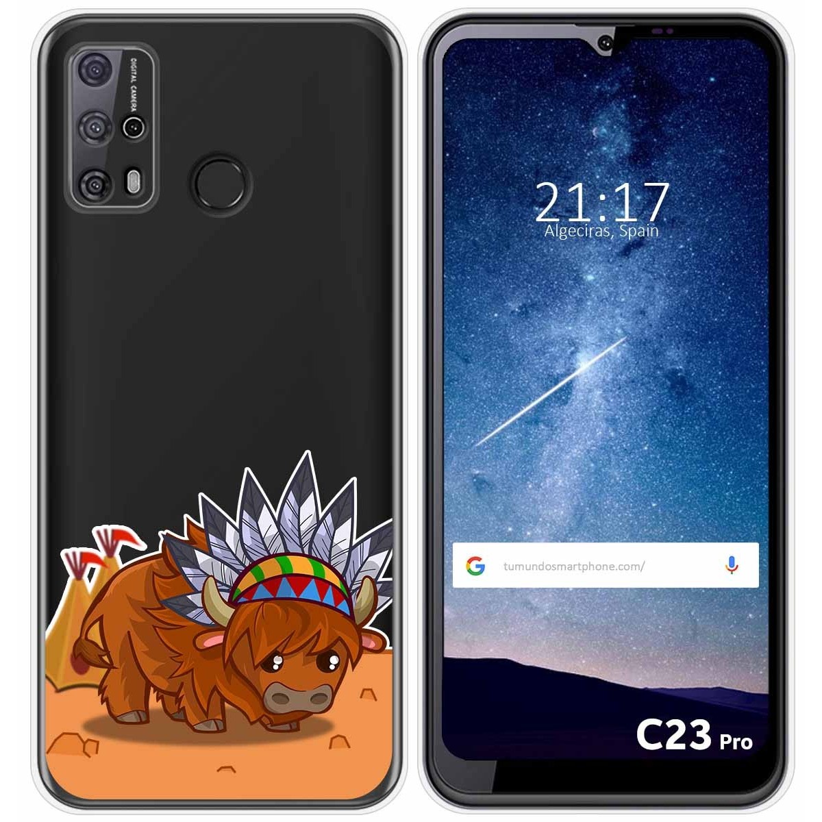 Funda Silicona Transparente para Oukitel C23 Pro diseño Bufalo Dibujos