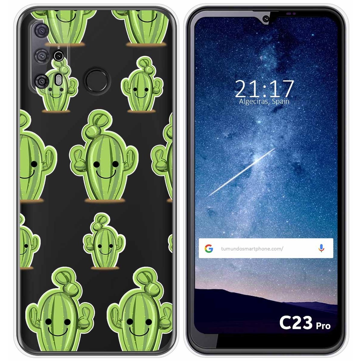 Funda Silicona Transparente para Oukitel C23 Pro diseño Cactus Dibujos