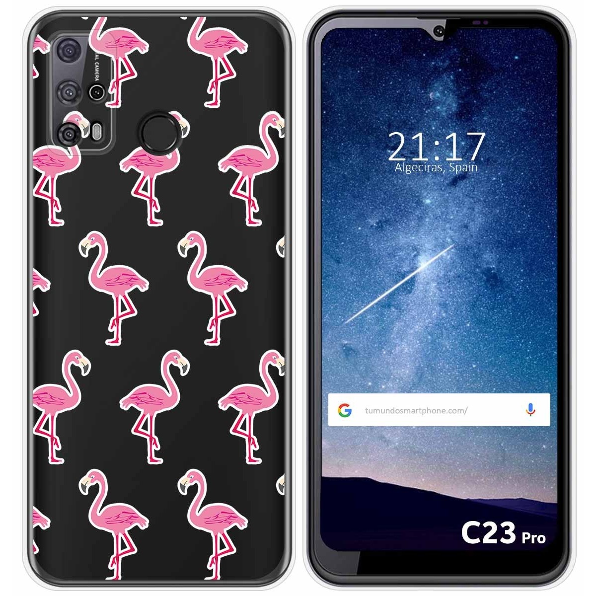 Funda Silicona Transparente para Oukitel C23 Pro diseño Flamenco Dibujos