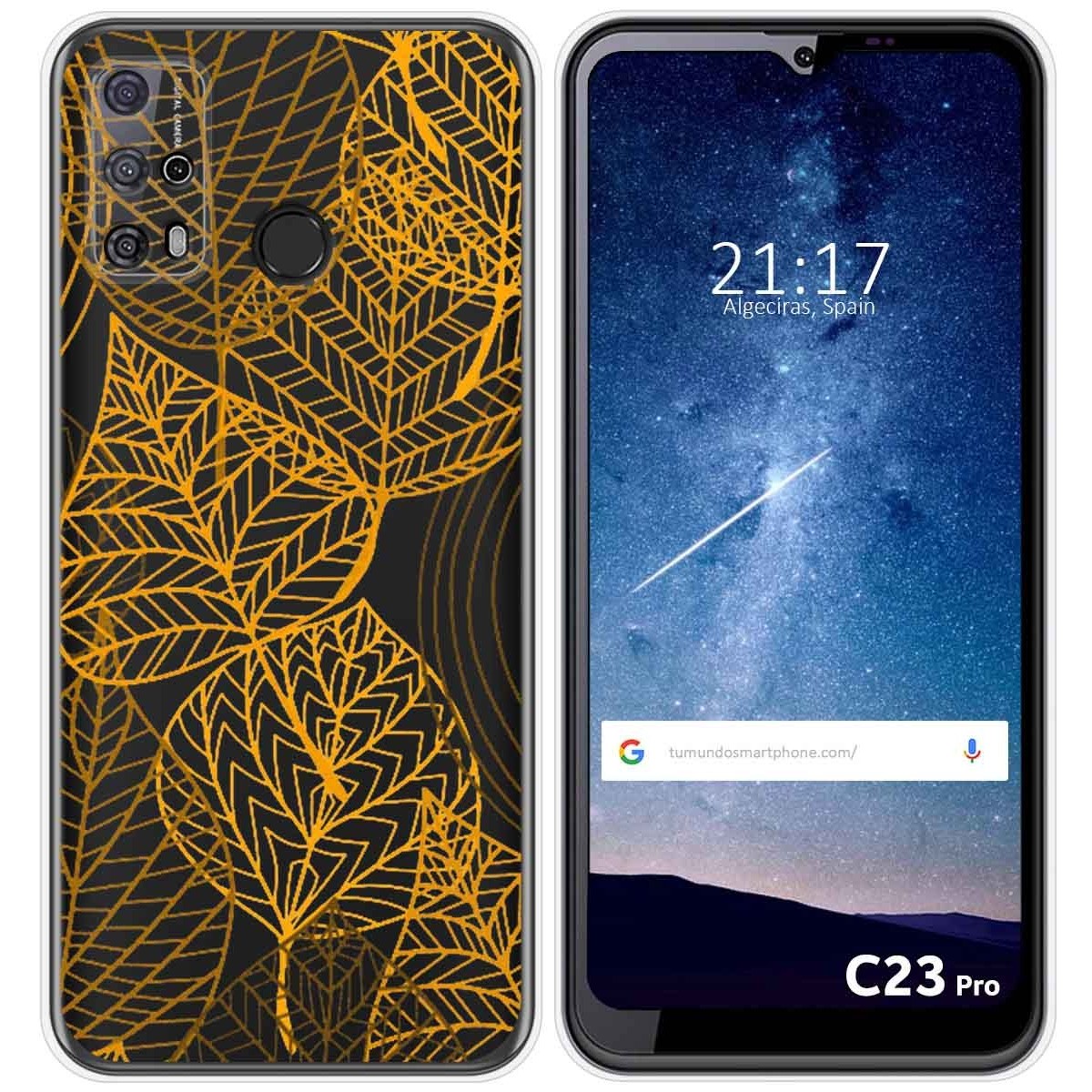 Funda Silicona Transparente para Oukitel C23 Pro diseño Hojas Dibujos