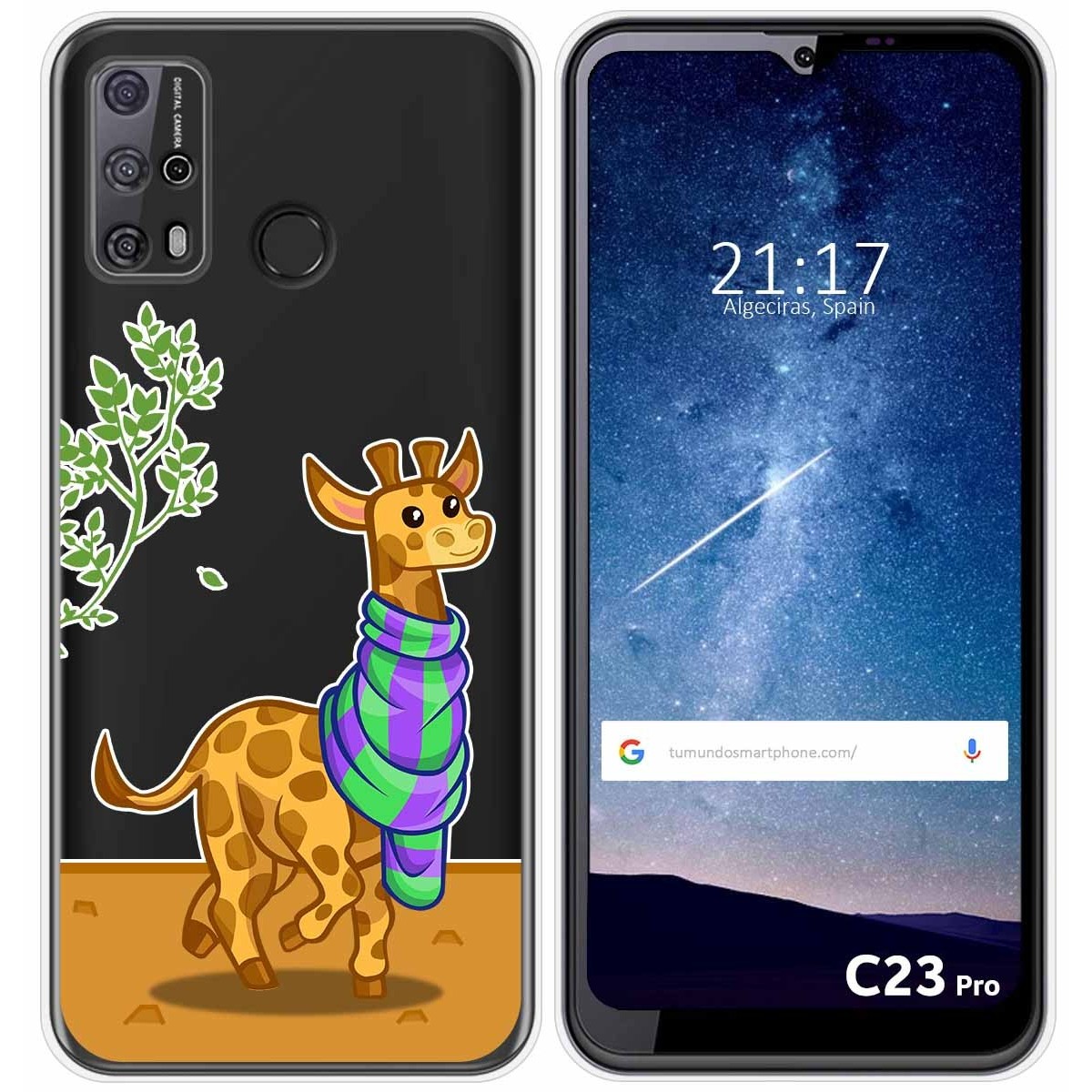 Funda Silicona Transparente para Oukitel C23 Pro diseño Jirafa Dibujos
