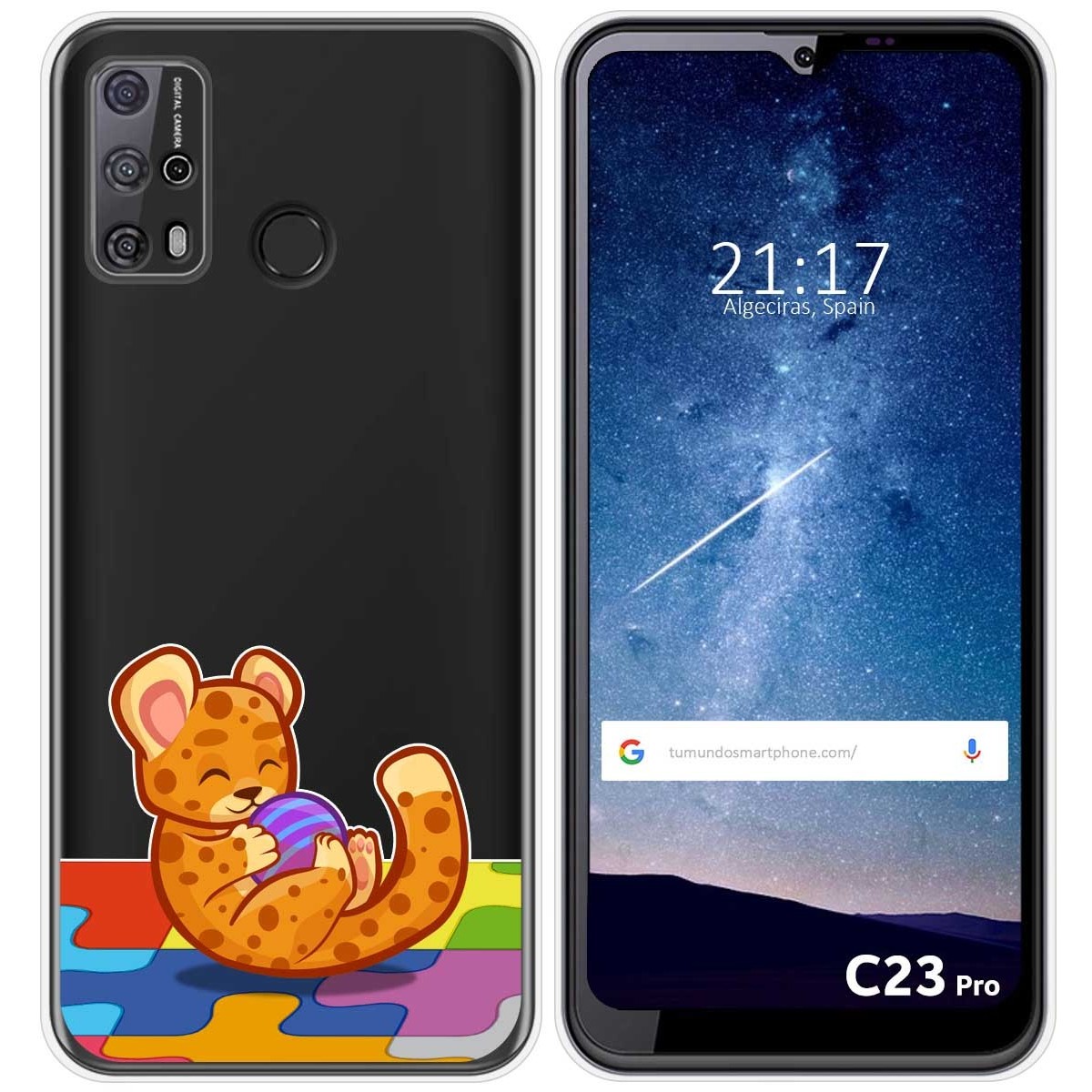 Funda Silicona Transparente para Oukitel C23 Pro diseño Leopardo Dibujos
