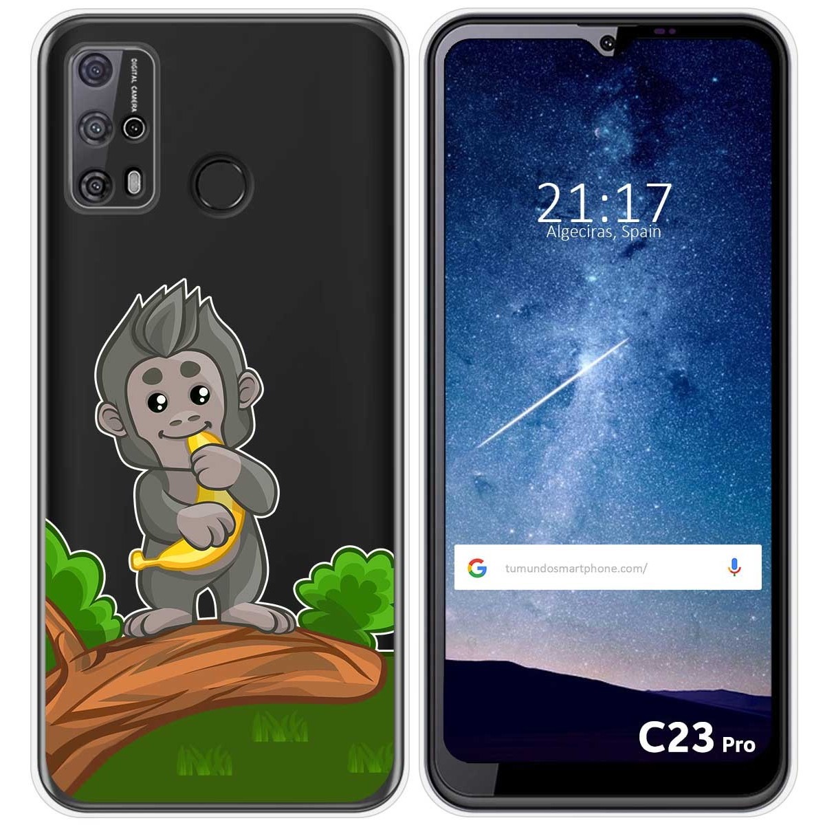 Funda Silicona Transparente para Oukitel C23 Pro diseño Mono Dibujos