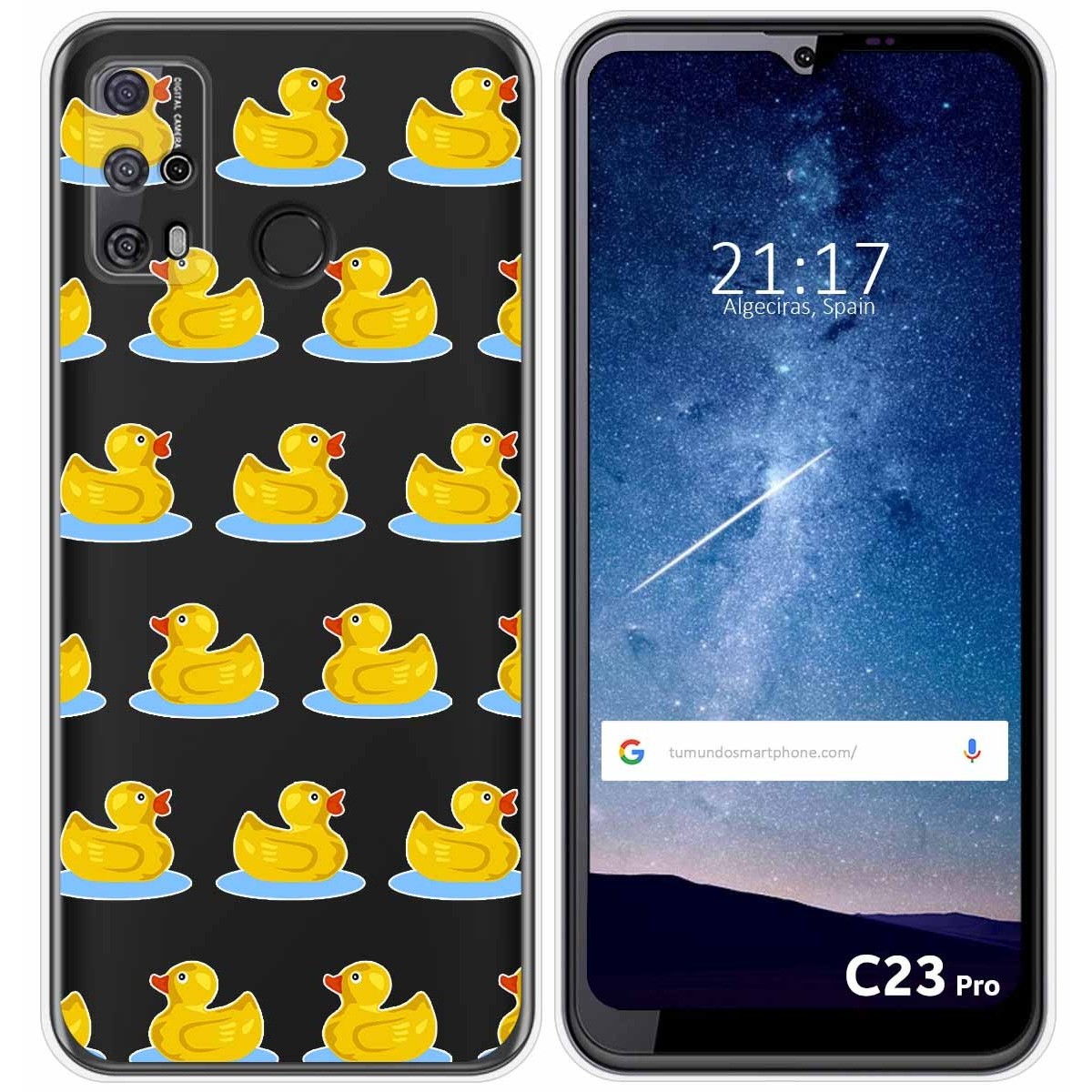 Funda Silicona Transparente para Oukitel C23 Pro diseño Pato Dibujos