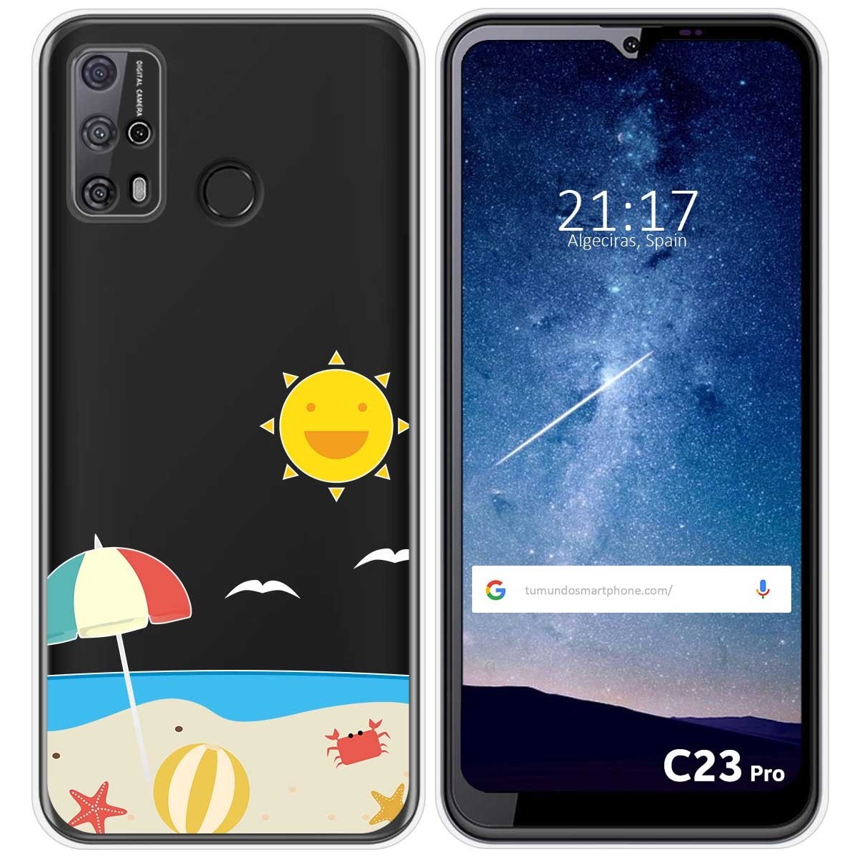 Funda Silicona Transparente para Oukitel C23 Pro diseño Playa Dibujos