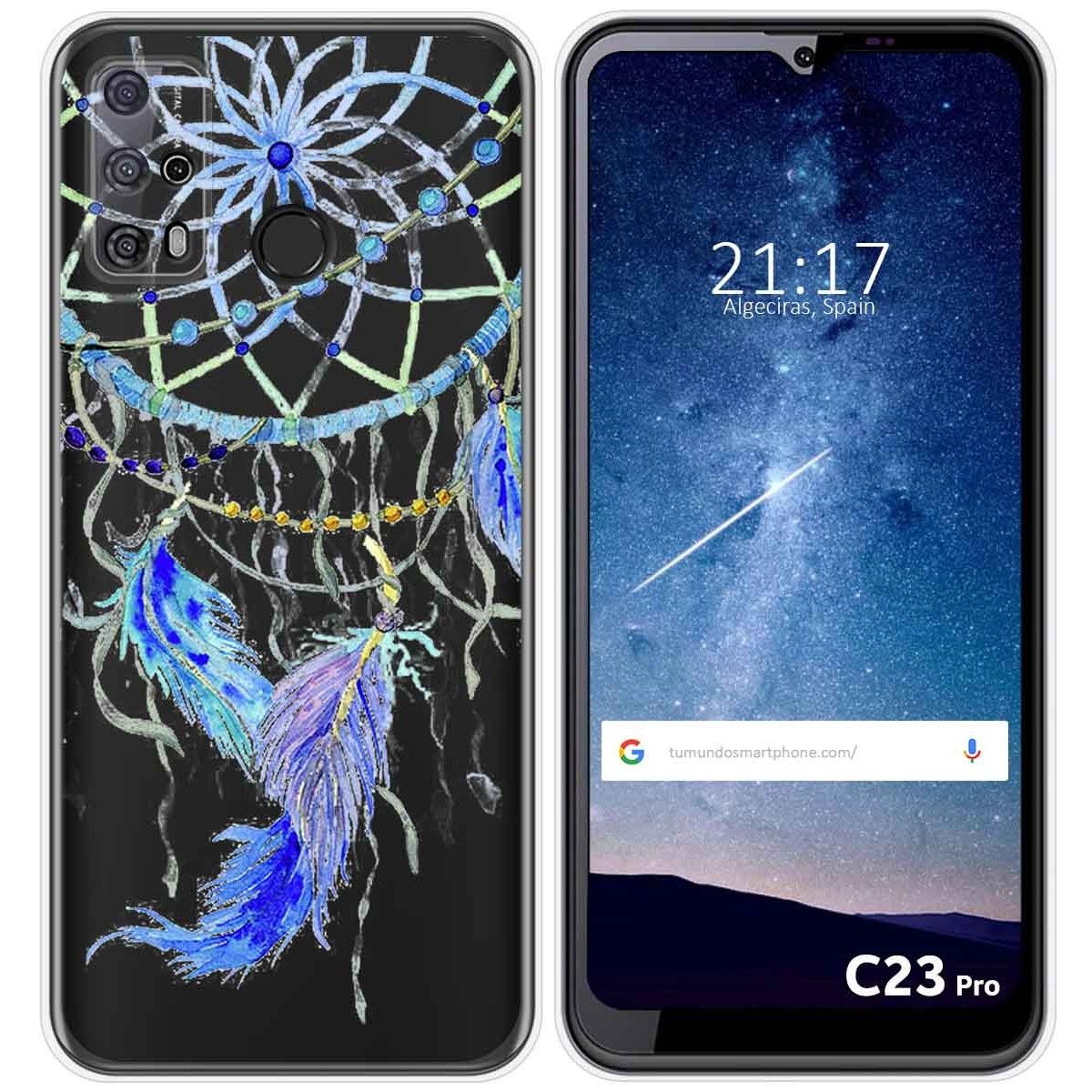 Funda Silicona Transparente para Oukitel C23 Pro diseño Plumas Dibujos