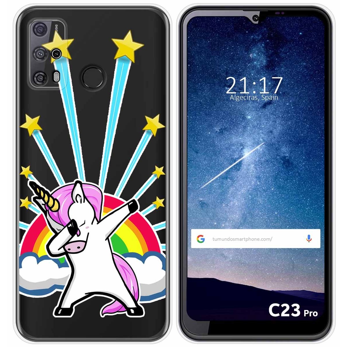 Funda Silicona Transparente para Oukitel C23 Pro diseño Unicornio Dibujos