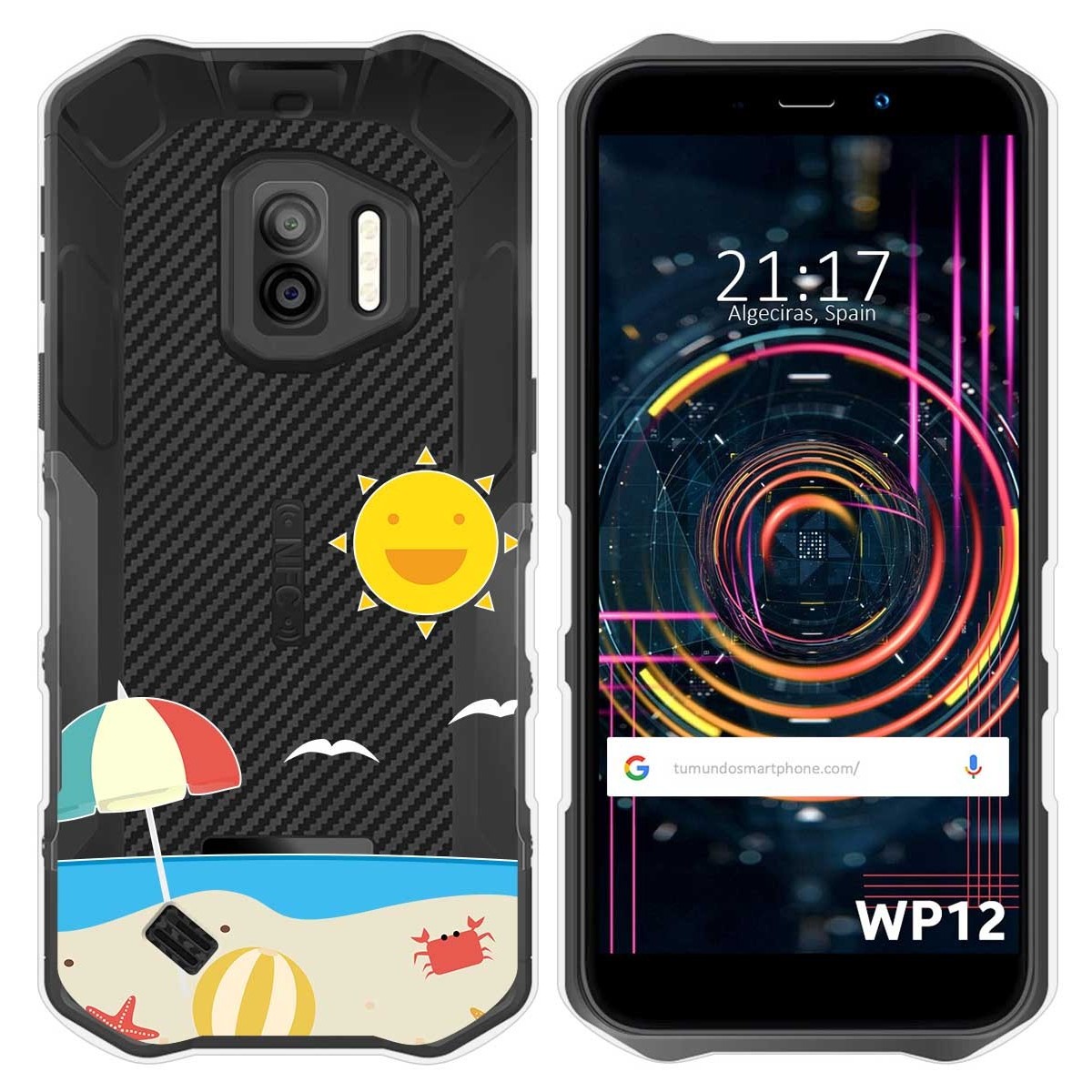 Funda Silicona Transparente para Oukitel WP12 / WP12 Pro diseño Playa Dibujos