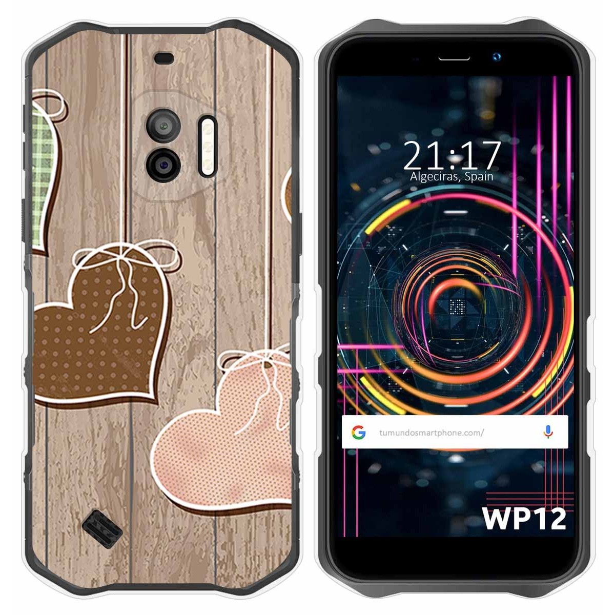 Funda Silicona para Oukitel WP12 / WP12 Pro diseño Corazones Madera Dibujos