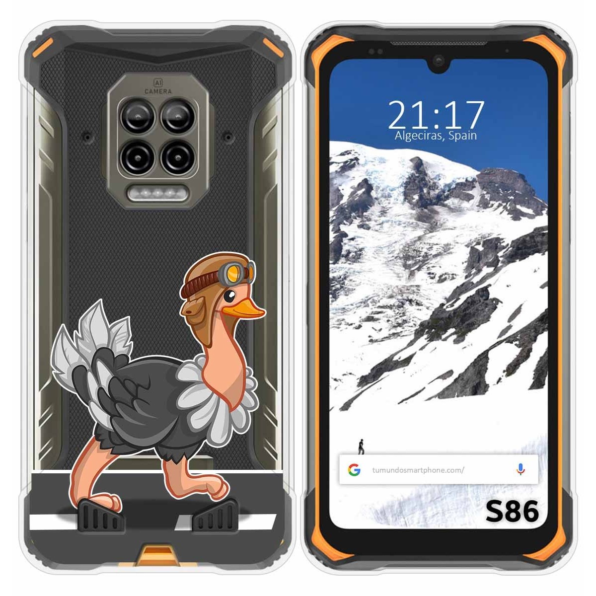 Funda Silicona Transparente para Doogee S86 / S86 Pro diseño Avestruz Dibujos