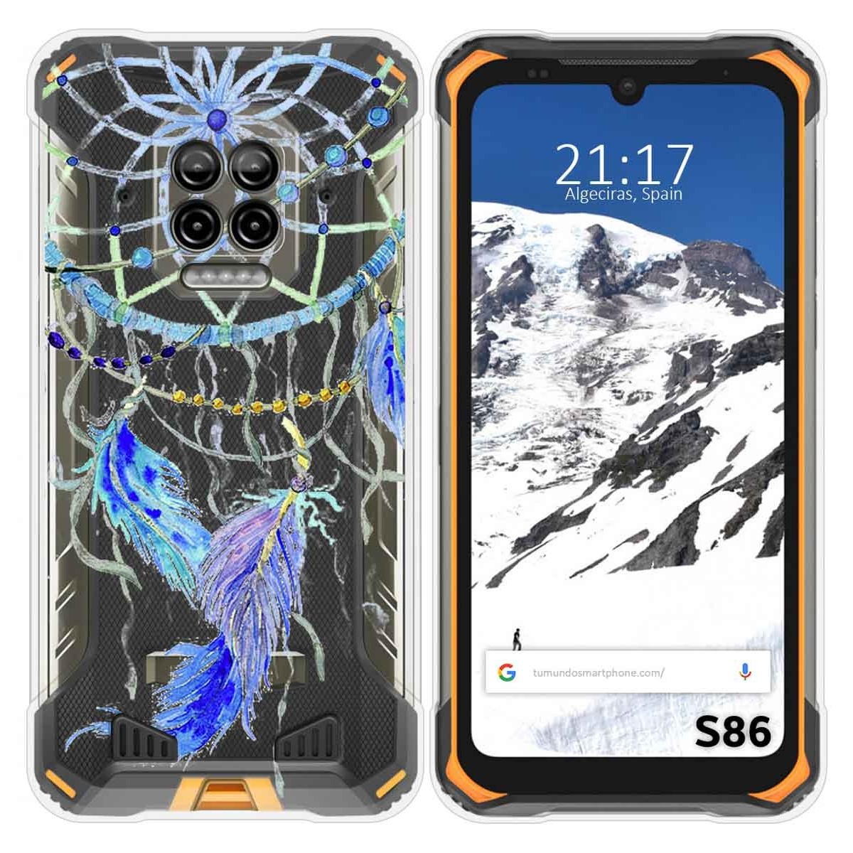 Funda Silicona Transparente para Doogee S86 / S86 Pro diseño Plumas Dibujos