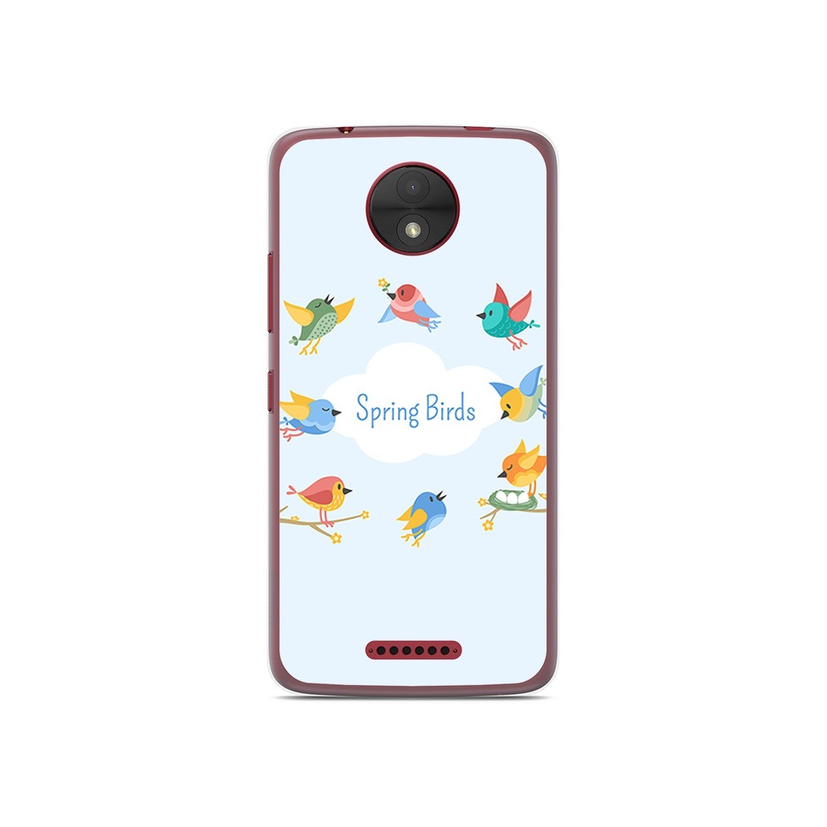 Funda Gel Tpu para Motorola Moto C Diseño Spring Birds Dibujos