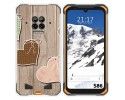Funda Silicona para Doogee S86 / S86 Pro diseño Corazones Madera Dibujos