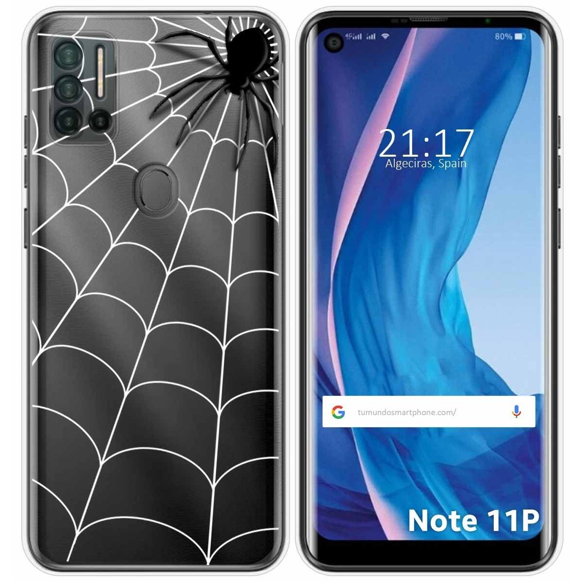 Funda Silicona Transparente para Ulefone Note 11P diseño Araña Dibujos